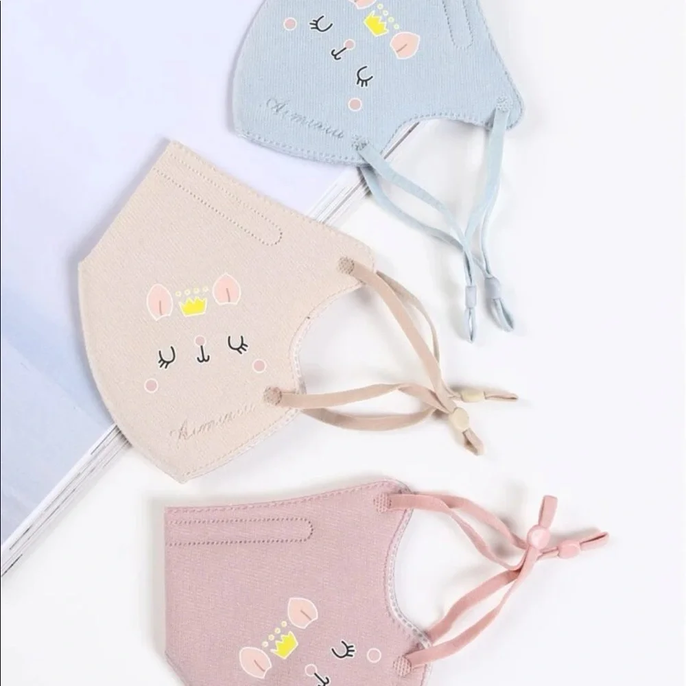 3 pcs toddlers cartoon graphic face mask